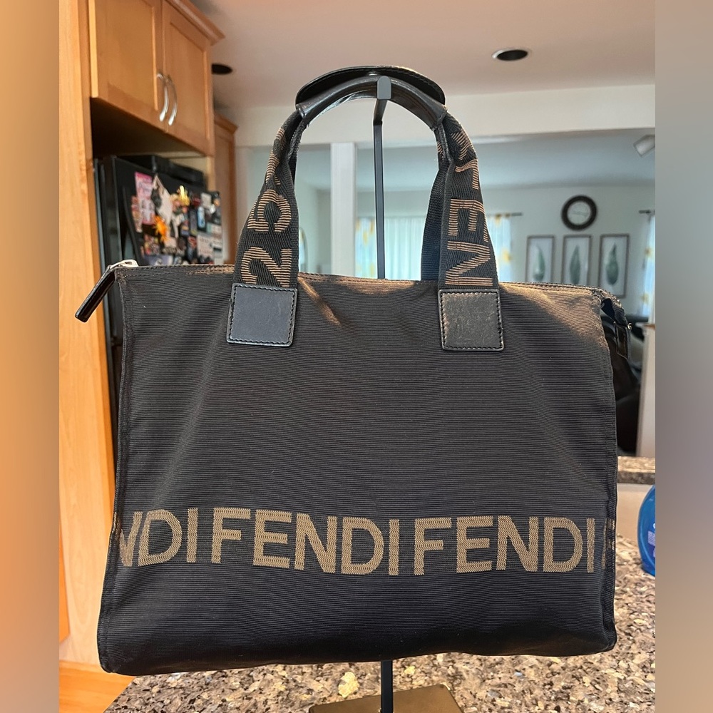 Fendi Black Nylon Canvas Tote Bag